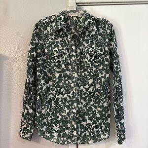 Tory Burch Vine Pattern Brigitte Blouse Vine Ivy Green Button Down 2 Safari